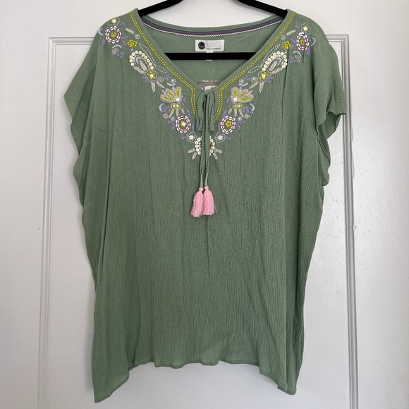 *BRAND NEW* Floreat (Anthropologie) Green Flowy Blouse - Picture 1 of 2